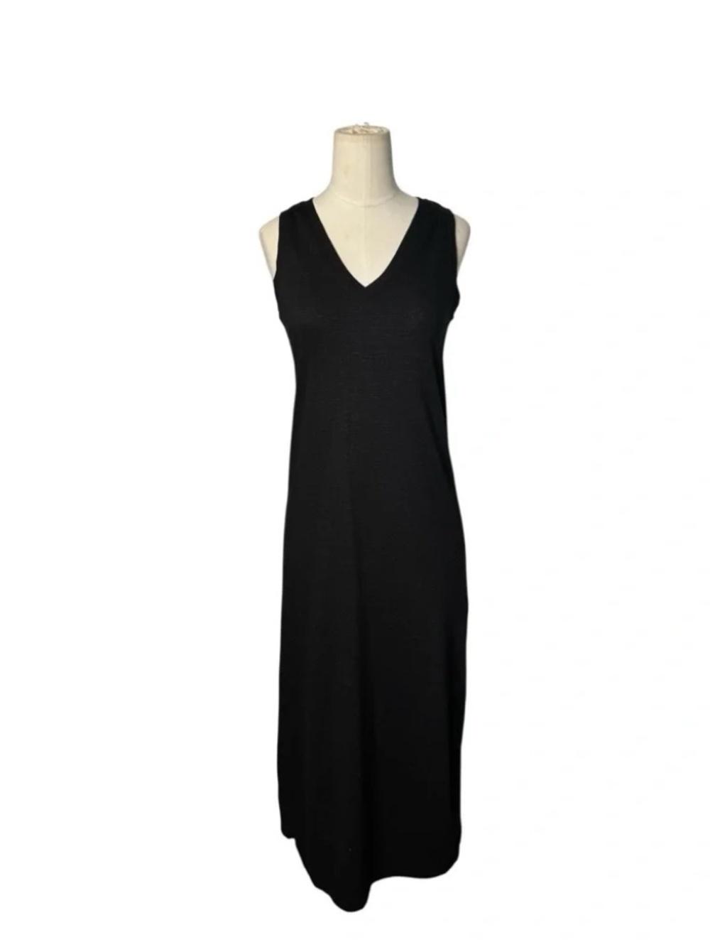 Paige Knit V Neck Tank Slit Midi Dress Black XS - Picture 3 of 5